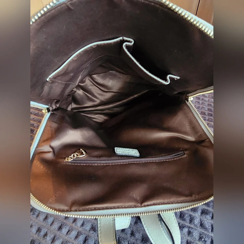 Bostanten Quilted Gray Leather Backpack